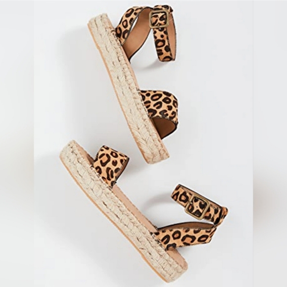 Soludos leopard/cheetah calf hair ankle strap espadrille sandals - Picture 6 of 8